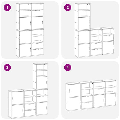 Side Cabinets 4 pcs "ODDA" White 40x24x79 cm Solid Wood Pine