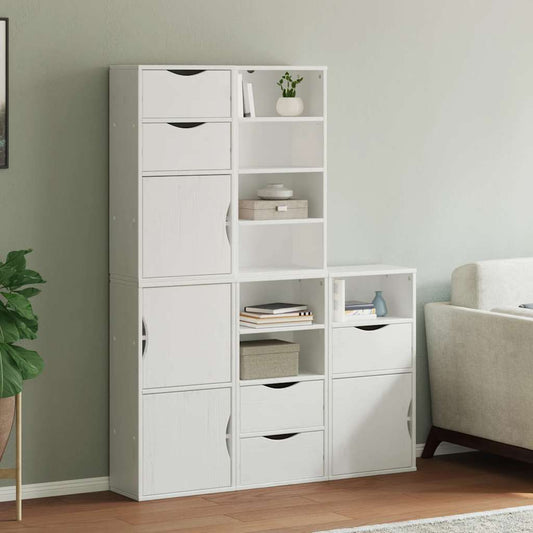 Side Cabinets 5 pcs ODDA White 40x24x79 cm Solid Wood Pine