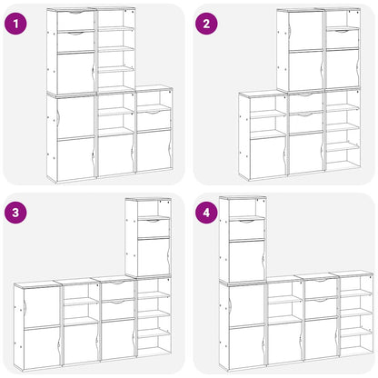 Side Cabinets 5 pcs ODDA White 40x24x79 cm Solid Wood Pine