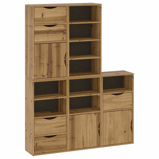 Side Cabinets 5 pcs ODDA 40x24x79 cm Solid Wood Pine