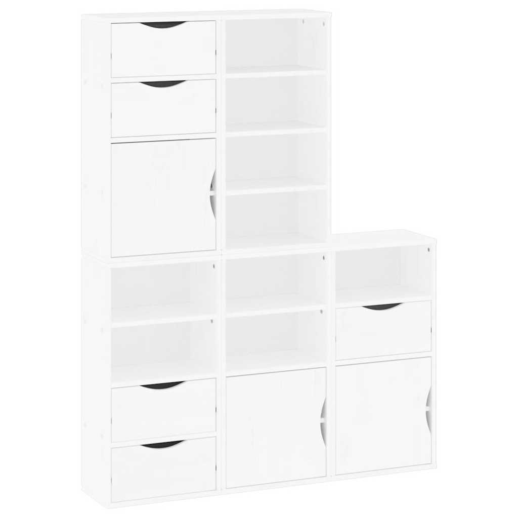Side Cabinets 5 pcs ODDA White 40x24x79 cm Solid Wood Pine