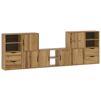 5 Piece TV Units with Storage ODDA Solid Wood Pine
