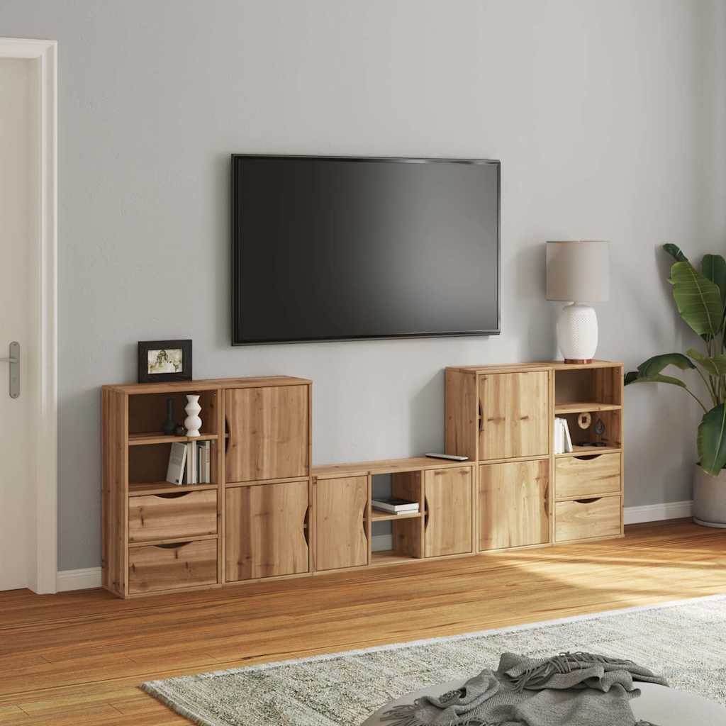 5 Piece TV Units with Storage ODDA Solid Wood Pine