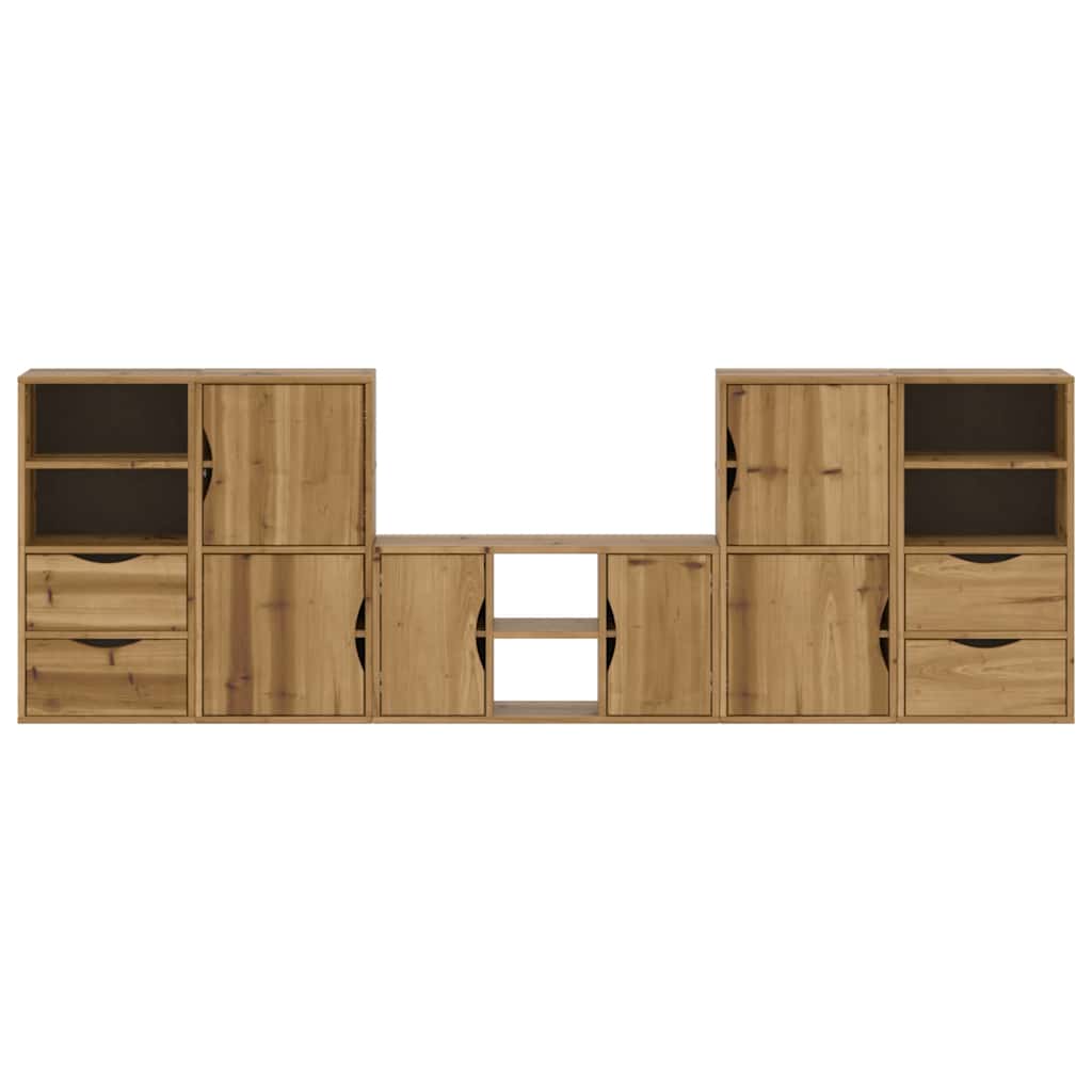 5 Piece TV Units with Storage ODDA Solid Wood Pine