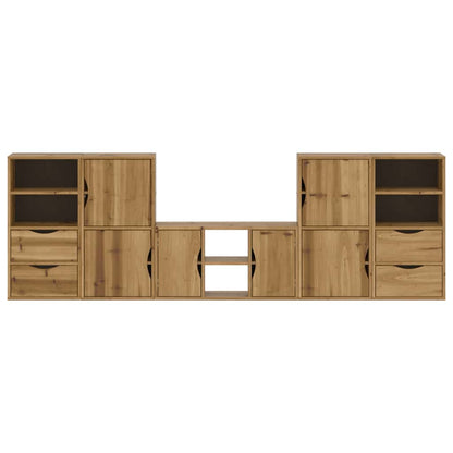 5 Piece TV Units with Storage ODDA Solid Wood Pine
