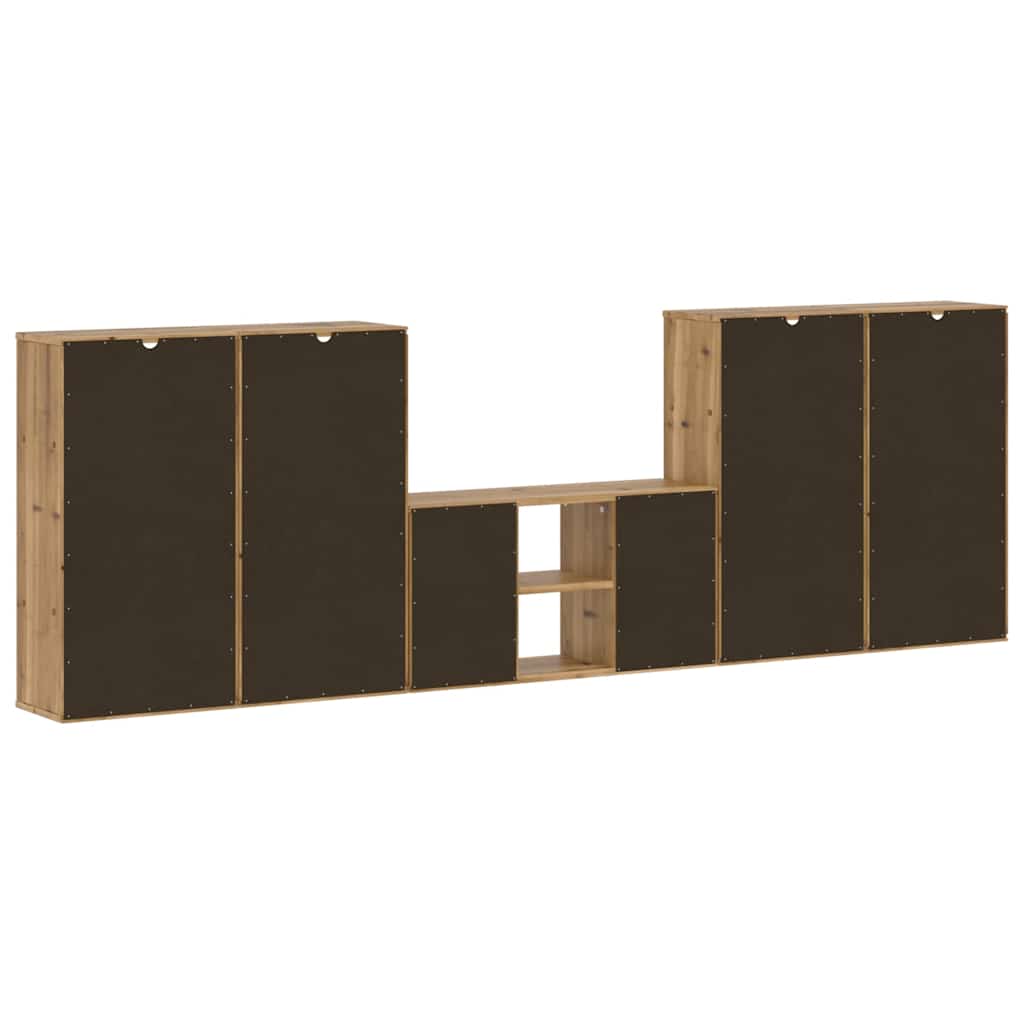 5 Piece TV Units with Storage ODDA Solid Wood Pine