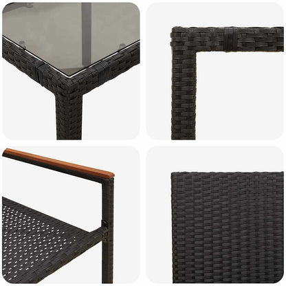 Garden Dining Set 3 pcs Black Poly Rattan