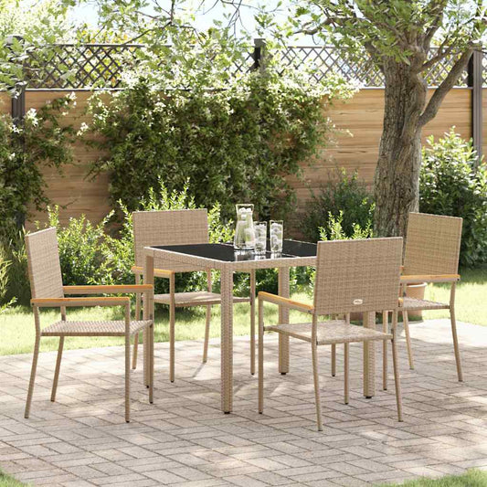 Garden Dining Set 5 pcs Beige Poly Rattan