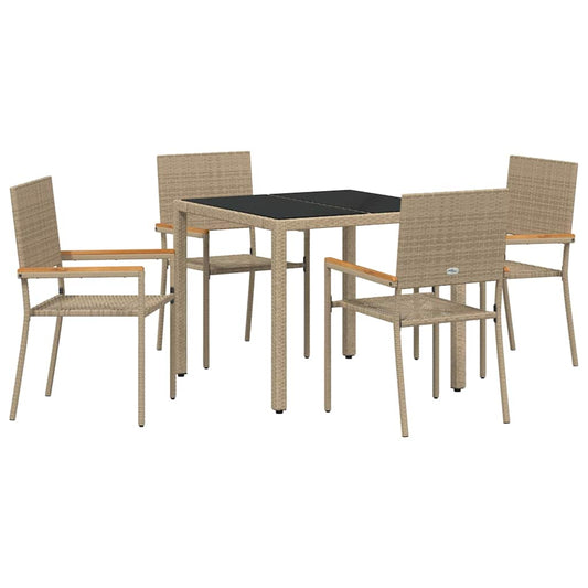Garden Dining Set 5 pcs Beige Poly Rattan