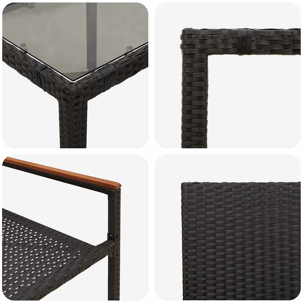 Garden Dining Set 9 pcs Black Poly Rattan