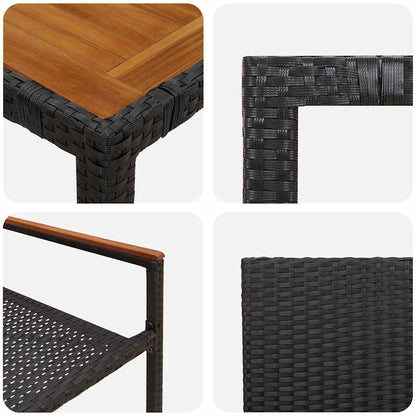 Garden Dining Set 3 pcs Black Poly Rattan