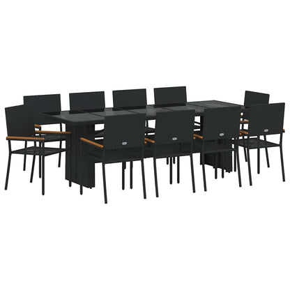 Garden Dining Set 11 pcs Black Poly Rattan