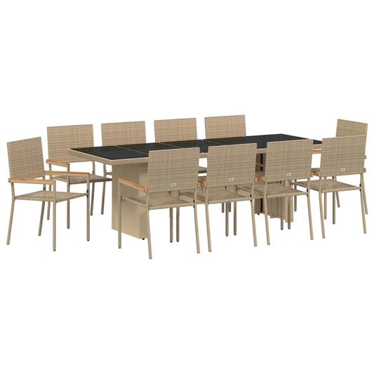 Garden Dining Set 11 pcs Beige Poly Rattan