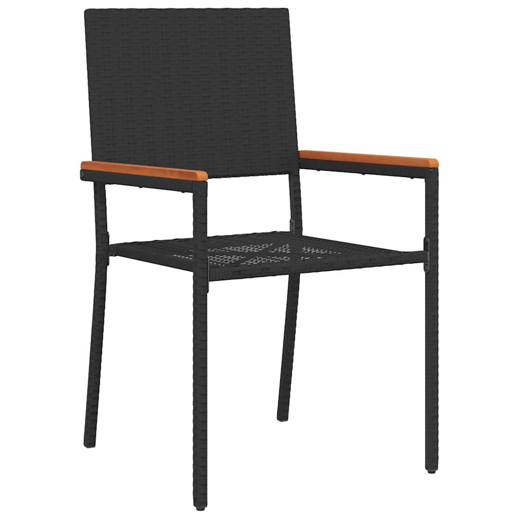 Garden Dining Set 7 pcs Black Poly Rattan