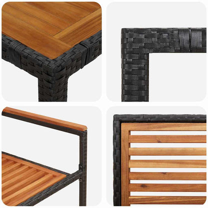 Garden Dining Set 3 pcs Black and Brown Poly Rattan