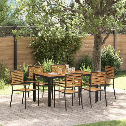 Garden Dining Set 7 pcs Black and Brown Poly Rattan