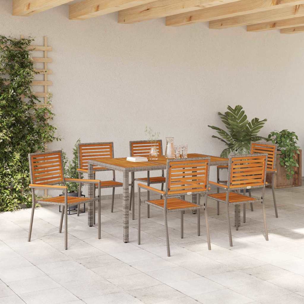 Garden Dining Set 7 pcs Grey and Brown Poly Rattan
