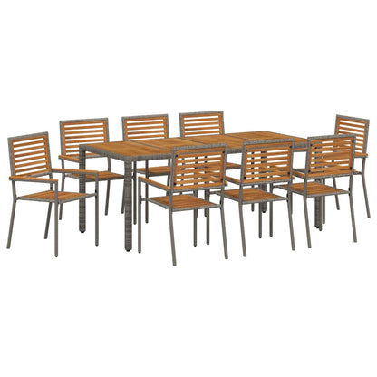 Garden Dining Set 9 pcs Grey and Brown Poly Rattan