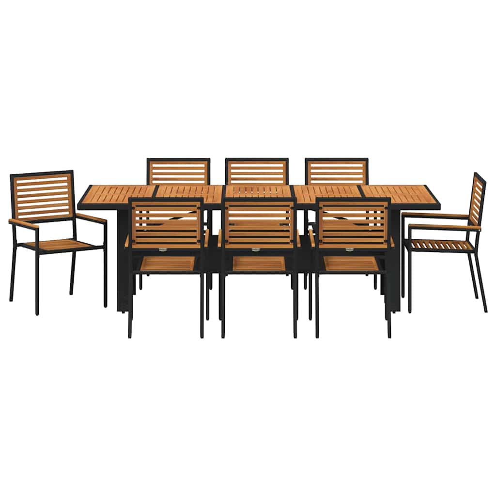 Garden Dining Set 9 pcs Black and Brown Poly Rattan