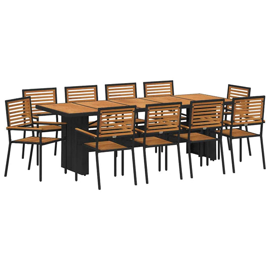 Garden Dining Set 11 pcs Black and Brown Poly Rattan