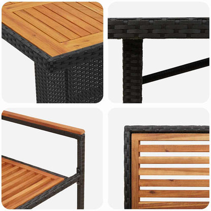 Garden Dining Set 7 pcs Black and Brown Poly Rattan