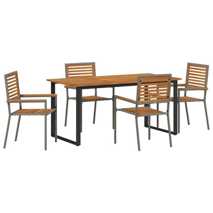 Garden Dining Set 5 pcs Grey Solid Acacia Wood