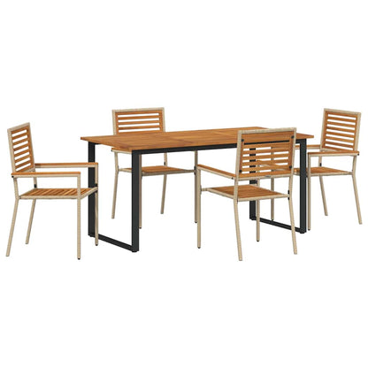 Garden Dining Set 5 pcs Beige Solid Acacia Wood