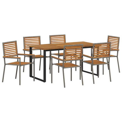 Garden Dining Set 7 pcs Grey Solid Acacia Wood