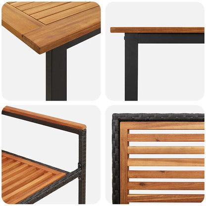 Garden Dining Set 7 pcs Black Solid Acacia Wood