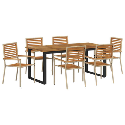 Garden Dining Set 7 pcs Beige Solid Acacia Wood