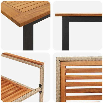 Garden Dining Set 9 pcs Beige Solid Acacia Wood