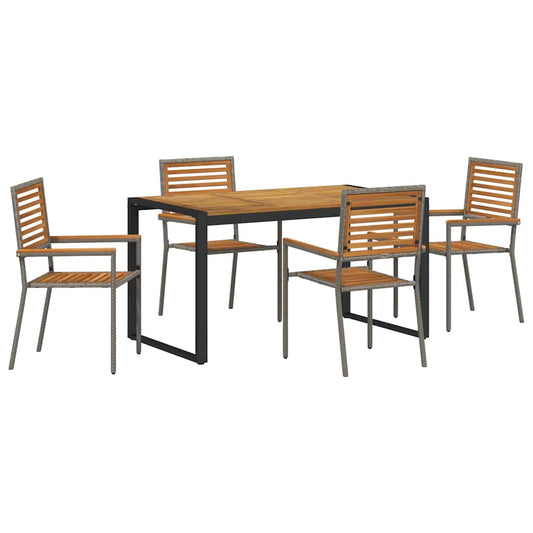 Garden Dining Set 5 pcs Grey and Brown Poly Rattan