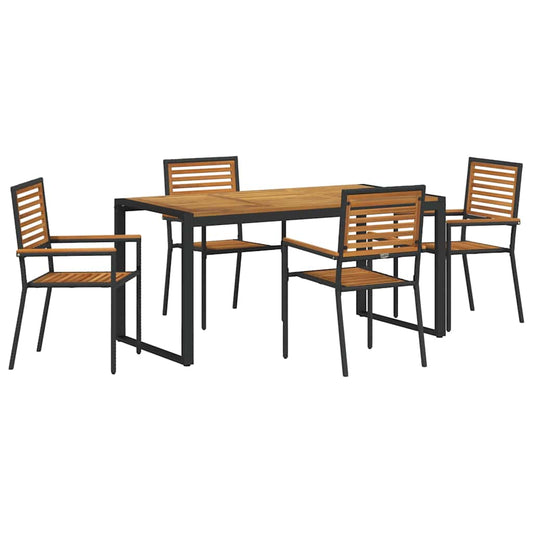 Garden Dining Set 5 pcs Black and Brown Poly Rattan