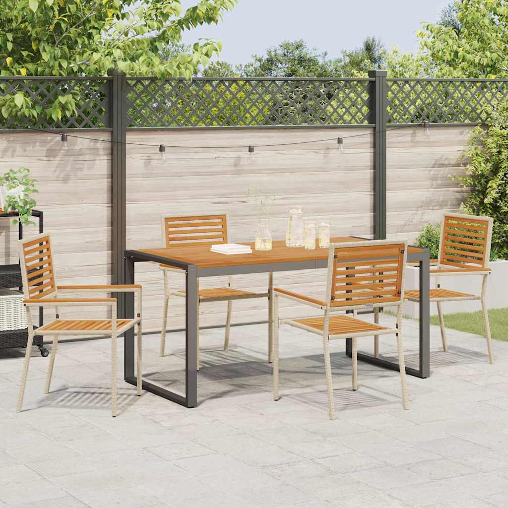 Garden Dining Set 5 pcs Beige and Brown Poly Rattan