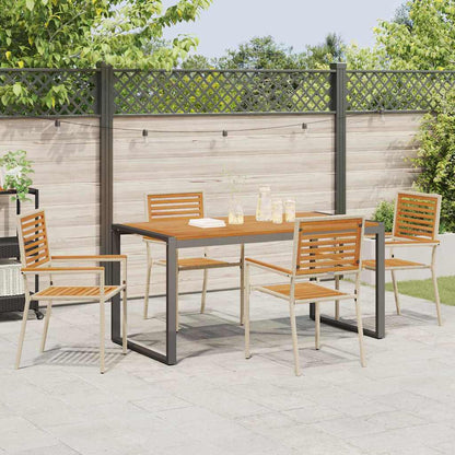 Garden Dining Set 5 pcs Beige and Brown Poly Rattan