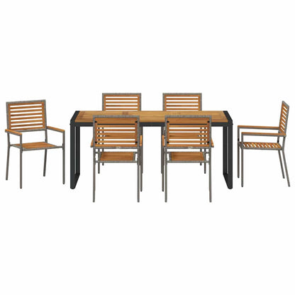 Garden Dining Set 7 pcs Grey and Brown Poly Rattan