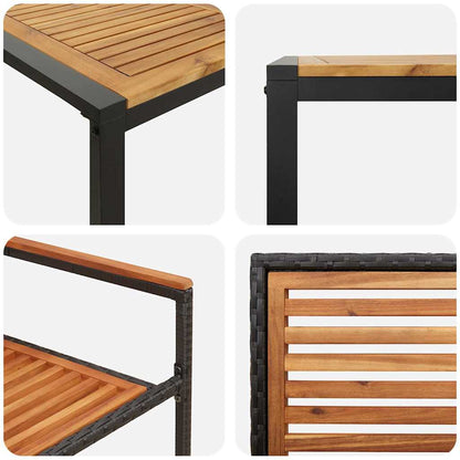 Garden Dining Set 7 pcs Black and Brown Poly Rattan
