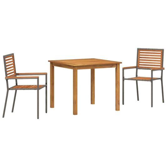 Garden Dining Set 3 pcs Grey Solid Acacia Wood