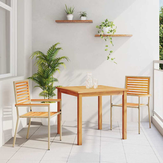 Garden Dining Set 3 pcs Beige Solid Acacia Wood