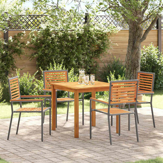 Garden Dining Set 5 pcs Grey Solid Acacia Wood