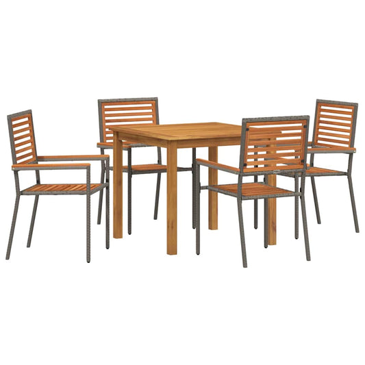 Garden Dining Set 5 pcs Grey Solid Acacia Wood