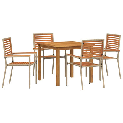Garden Dining Set 5 pcs Beige Solid Acacia Wood