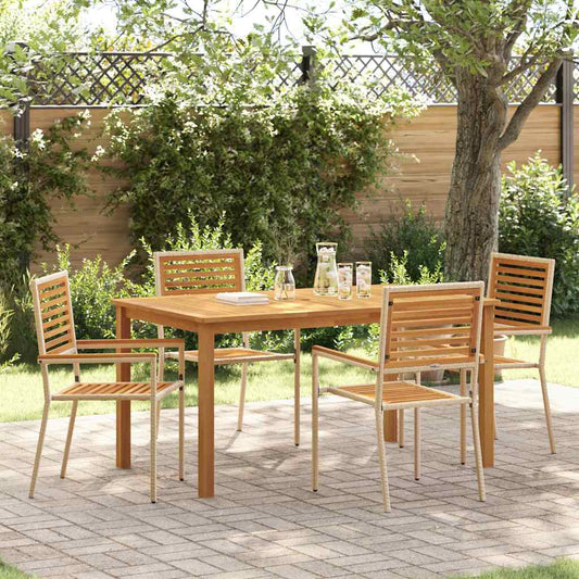 Garden Dining Set 5 pcs Beige Solid Acacia Wood