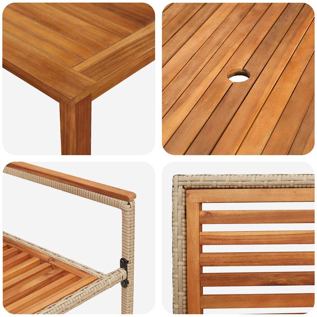 Garden Dining Set 7 pcs Beige Solid Acacia Wood