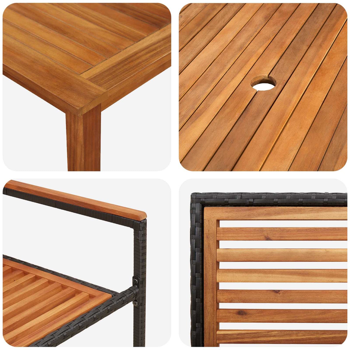 Garden Dining Set 9 pcs Black Solid Acacia Wood