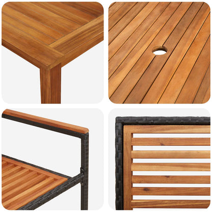 Garden Dining Set 9 pcs Black Solid Acacia Wood