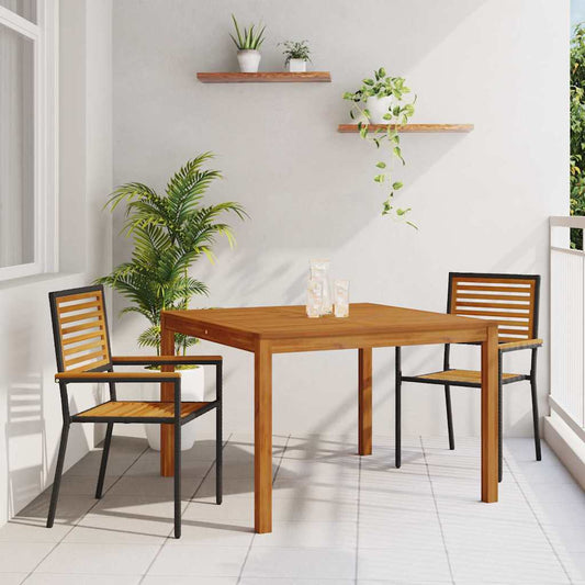 Garden Dining Set 3 pcs Black Solid Acacia Wood