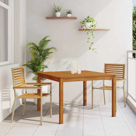Garden Dining Set 3 pcs Beige Solid Acacia Wood