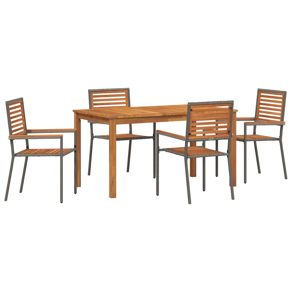 Garden Dining Set 5 pcs Grey Solid Acacia Wood
