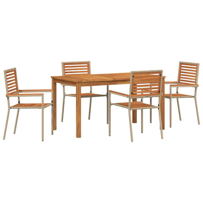 Garden Dining Set 5 pcs Beige Solid Acacia Wood